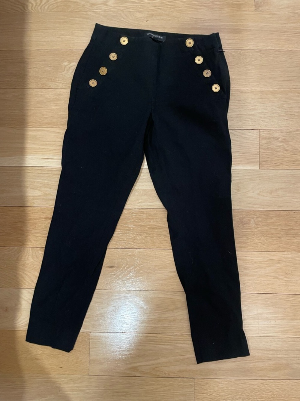 Banana Republic Black Trousers with Gold Buttons